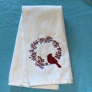 RITZ CARDINAL Christmas hand finger tip towel embroidered vintage